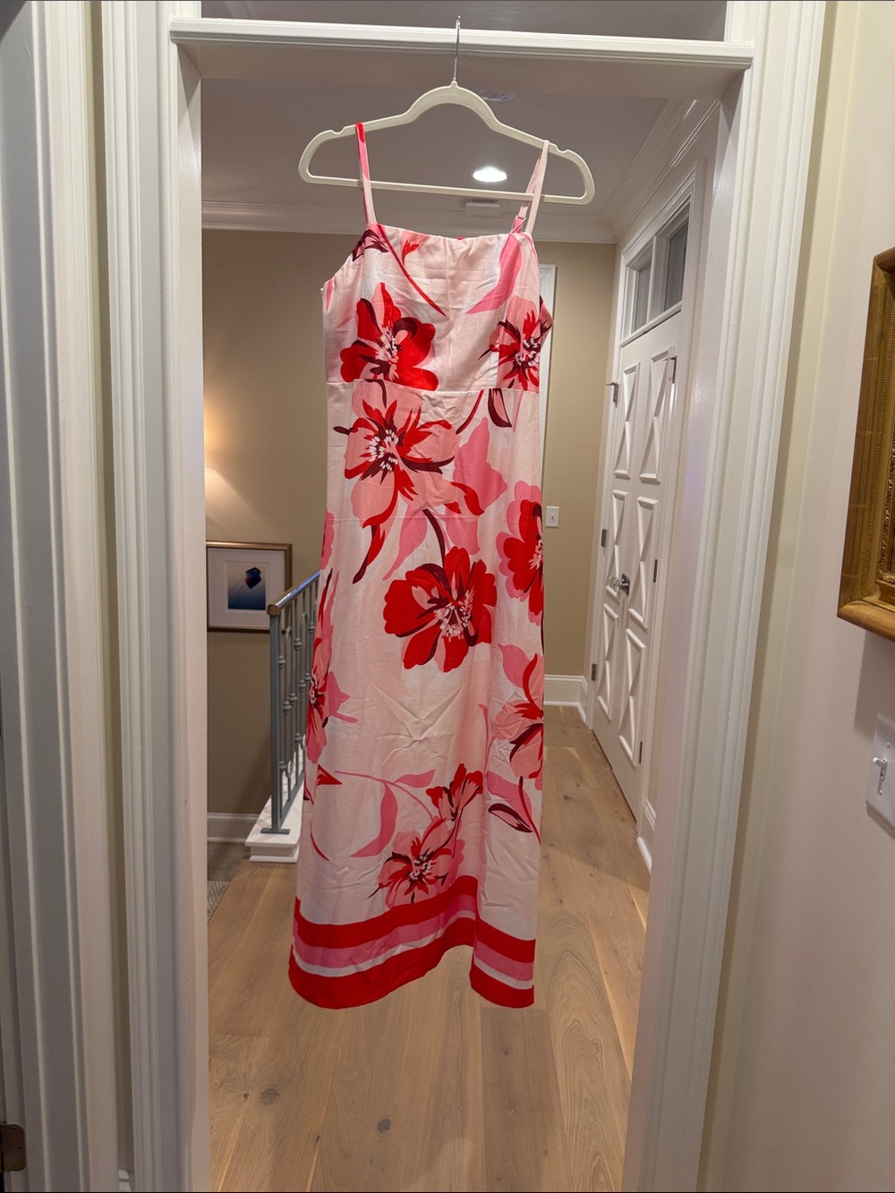 Rosa Clothing Pink and Red Floral Slip Dress (bw)